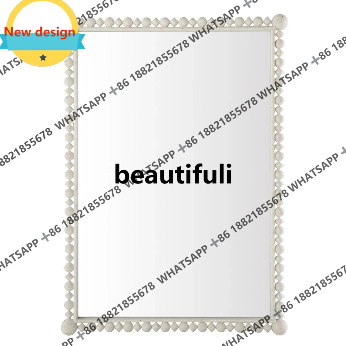 European retro rectangular frame cosmetic mirror antique bedroom living room wall hanging cosmetic mirror b567