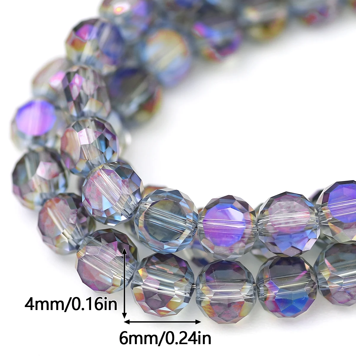 6mm 100–300pcs Crystal Glass Natural Color Round Transparent Purple Handmade DIY Jewelry Making Bracelet Decorations Accessories