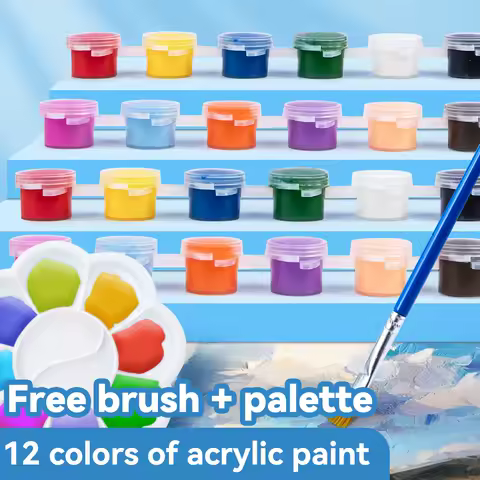 Small Box Acrylic Painting Pigment Paint Brush Set Eco-Friendly for Shoes Stone Glass Wood Fabric Kids Art Craft Painting Tool