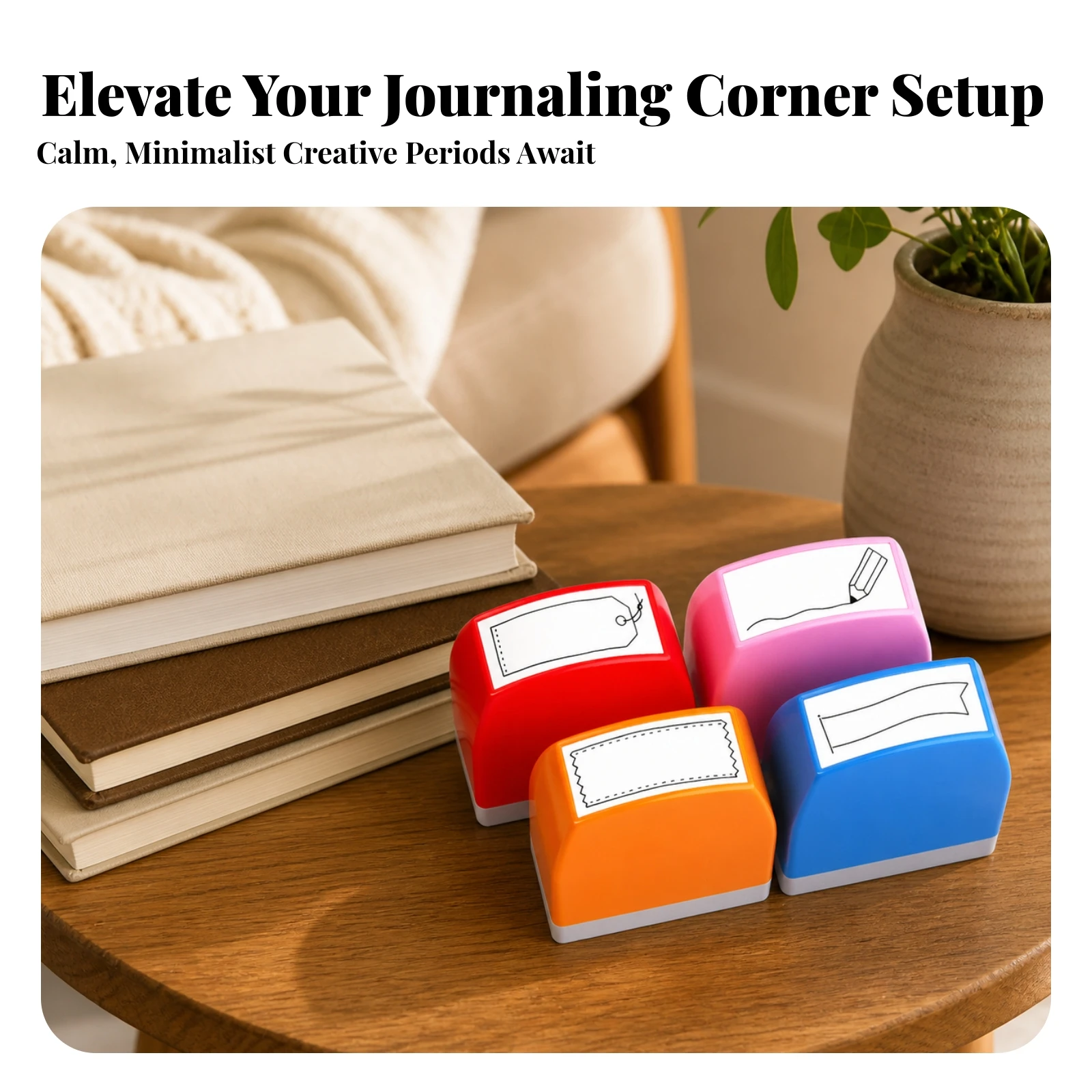 4 Pieces Label Frame Stamp Rectangular Label Stamp Decorative Long-Lasting for Journalers, Journaling, Scrapbooking