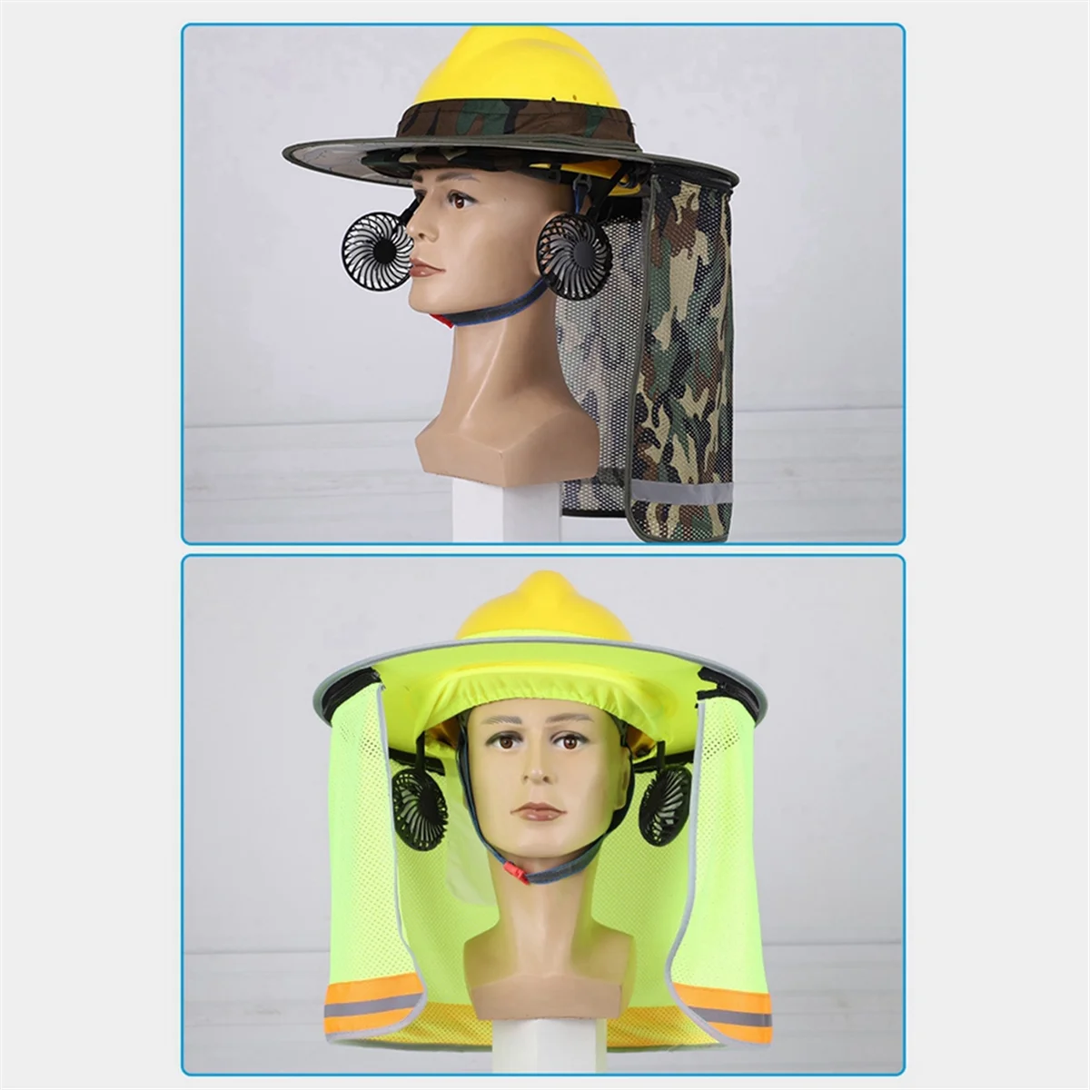 Casco de seguridad con ventilador externo, 3 velocidades, refrigeración de verano, luz nocturna, adecuado para la mayoría de cascos