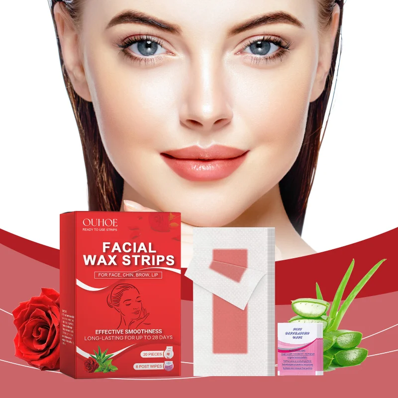 

Rose Scented Gentle Facial Wax Strips - Moisturize & Cleanse, Remove Facial & Lip Hair, Long - Lasting Smooth Skin