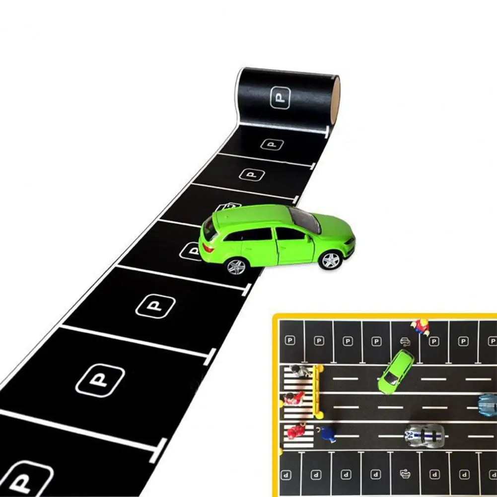 Rijbaan Tape Zwart Road Track Auto Poppenhuis Miniatuur Decor Residuvrije zelfklevende sticker Knutselspeelgoed voor kinderen