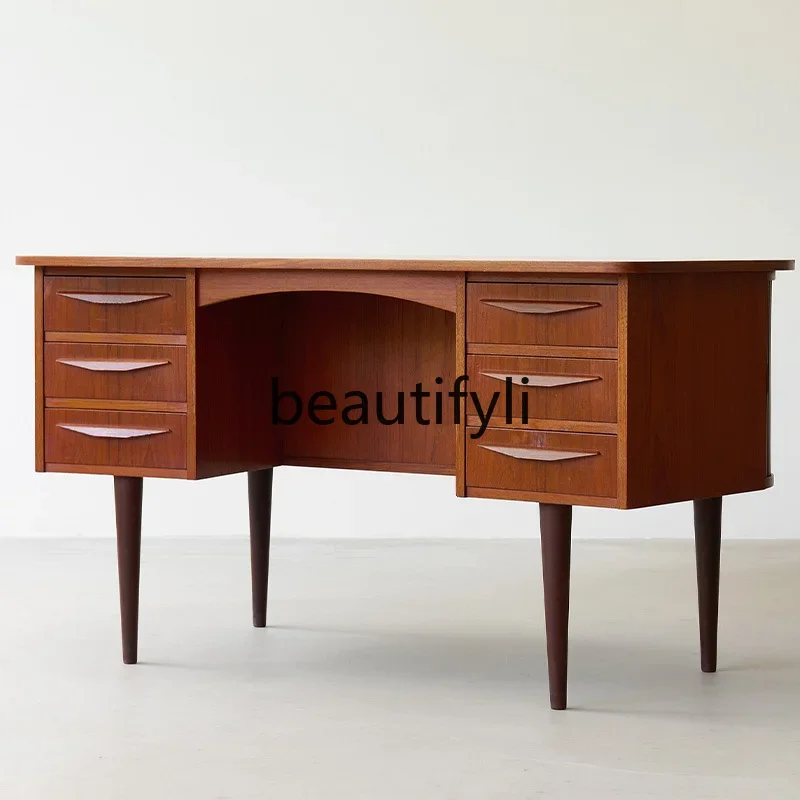 

HVintage desk office electric desk solid wood administrative office study storage drawer cabinet