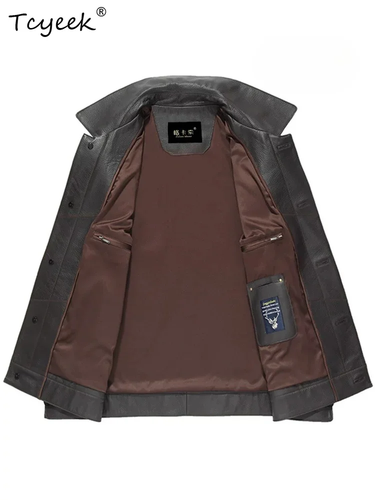 Tcyeek Natural Deerskin Real Leather Jacket Men Clothes Business Casual Mens Coats Spring Autumn Slim Fit 2026 Jaqueta De Couro