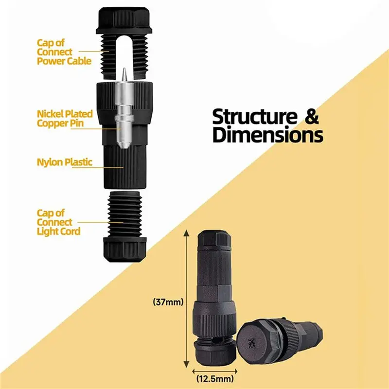 DT39 40 Pcs Low Voltage Wire Tap Connectors Waterproof 12-20 Gauge for Path Lights Spotlights Flood Lights Ground Lights