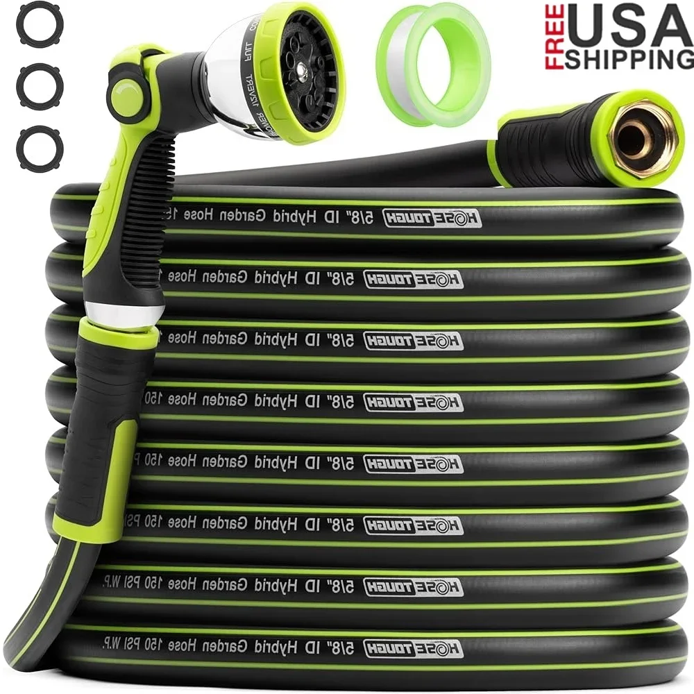 

Heavy Duty Garden Hose 100ft Kink Free Leak Proof Flexible Water Hose with Swivel Handle and 10 Function Spray Nozzle