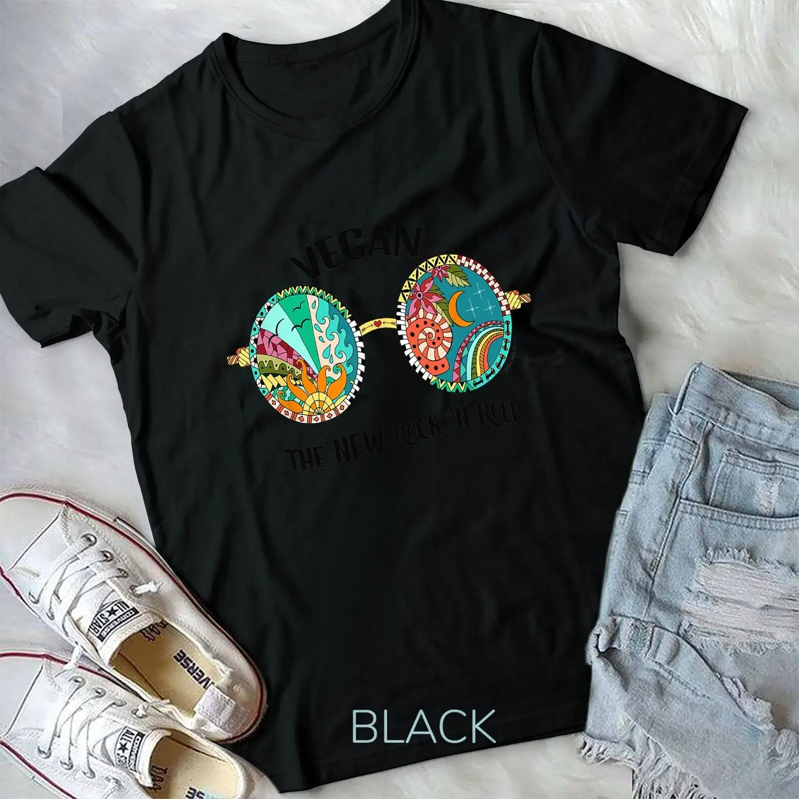 

Cool Retro Glasses for The Plant Based, Vegetarian or Vegan Unisex T-shirt