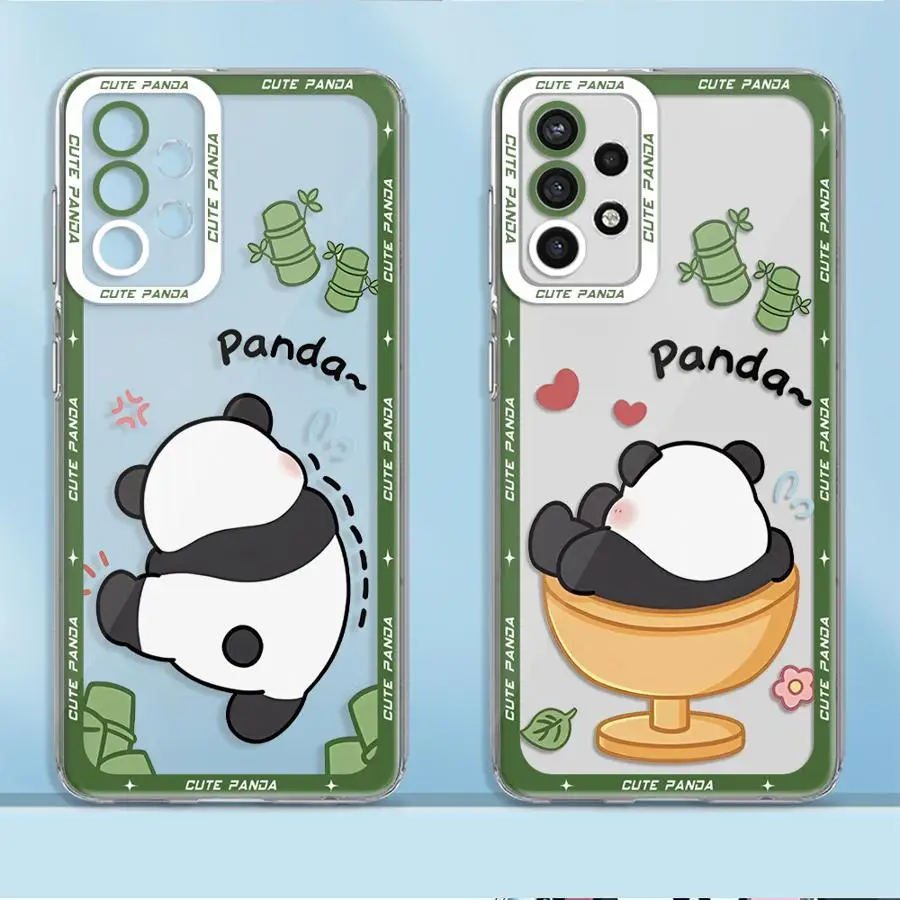 Cute Panda Phone Case for Samsung Galaxy A12 4G A22 A50 A72 A71 A52 A31 A32 A50s A51 5G Capa Coque Cover