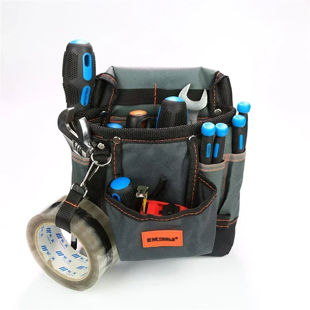Large Capacity Tool Pouch Belt Pouch with Sturdy Buckle Electrician's Tool Storage Oxford Cloth Tool Pouch 7 Pockets