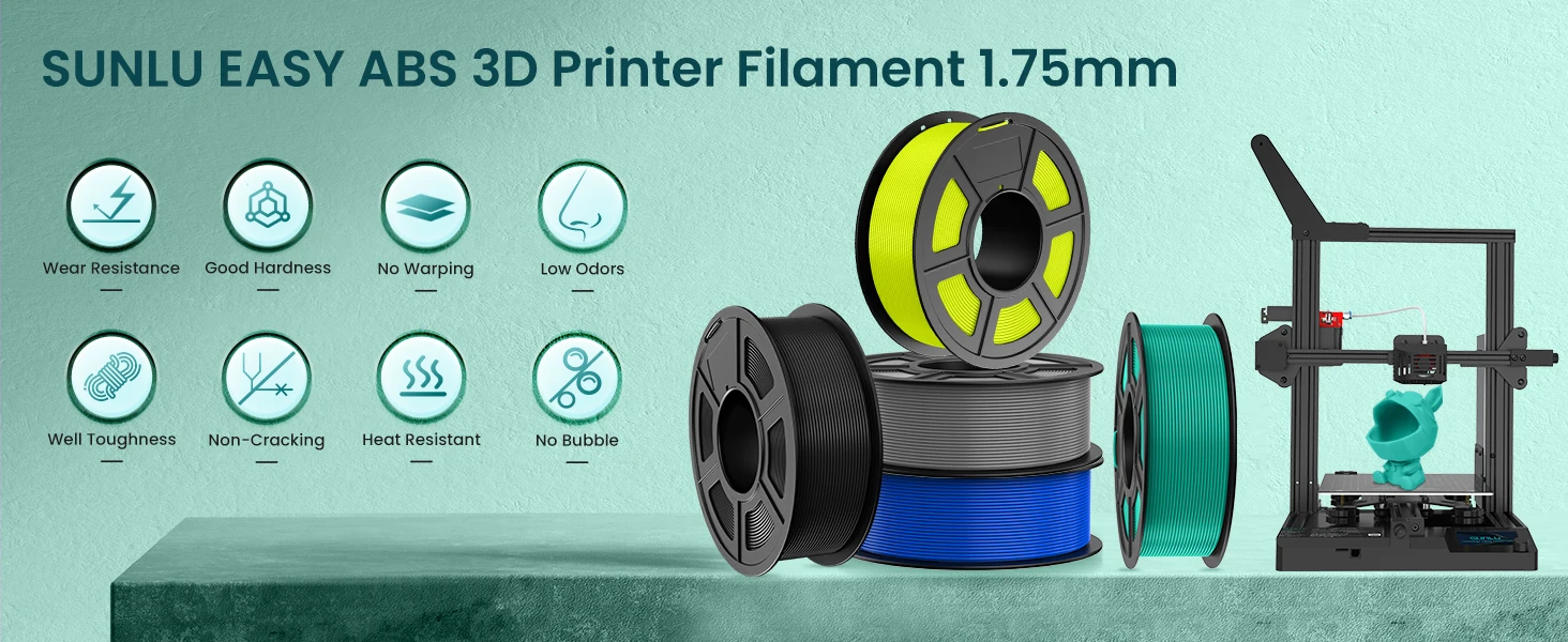 SUNLU 10 kg 3D-Filament PLA/PLA PLUS/PETG/einfaches ABS-Filament, 1,75 mm, 10 Rollen, 1 kg, ordentlich gewickeltes 3D-Drucker-Filament für 3D-Drucker – Detail 23