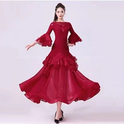 Black Ballroom Dance Dresses Women Adult Competition Standard Modern Wear Costumes Big Swing Waltz Tango Performance Clothes