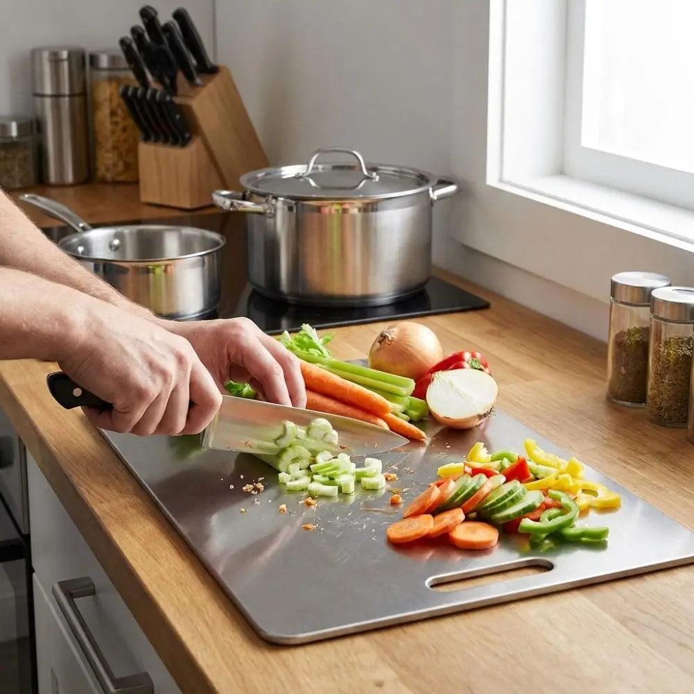Double-Sided Stainless Steel Cutting Board Thickened Multi-functional Kneading Board Mildew-Proof Chopping Plate Cutting Meat