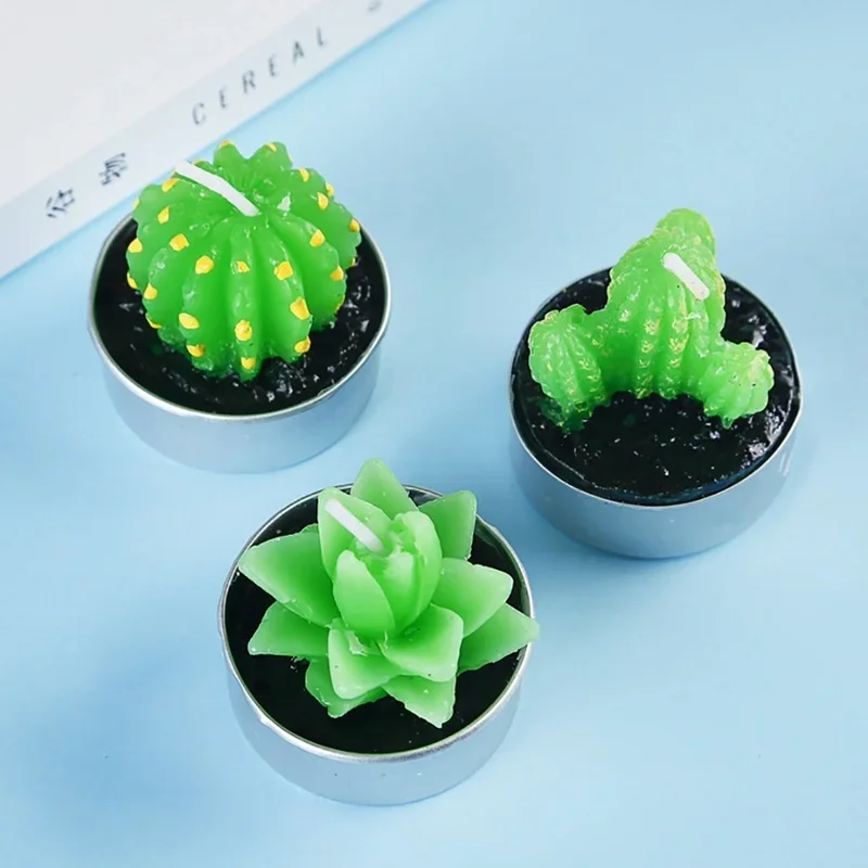 6pcs/set of Mini Cactus Candle Decorations for Holiday Party Wedding and Birthday Decorations