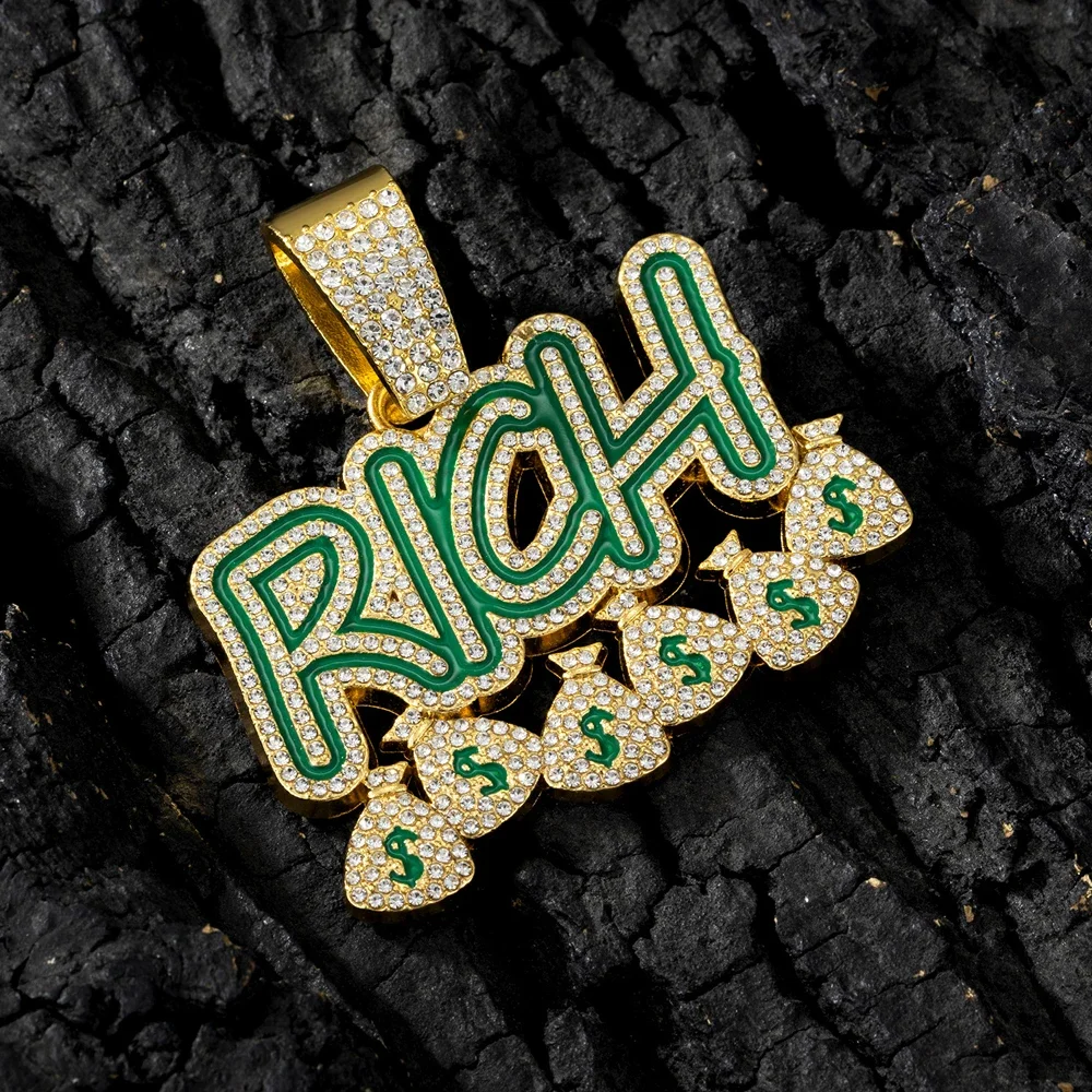 Hip Hop Men Women Become Rich Money Bag Pendant Necklace With Miami Cuban Link Chain Necklaces Trendy Dollar Sign Jewelry
