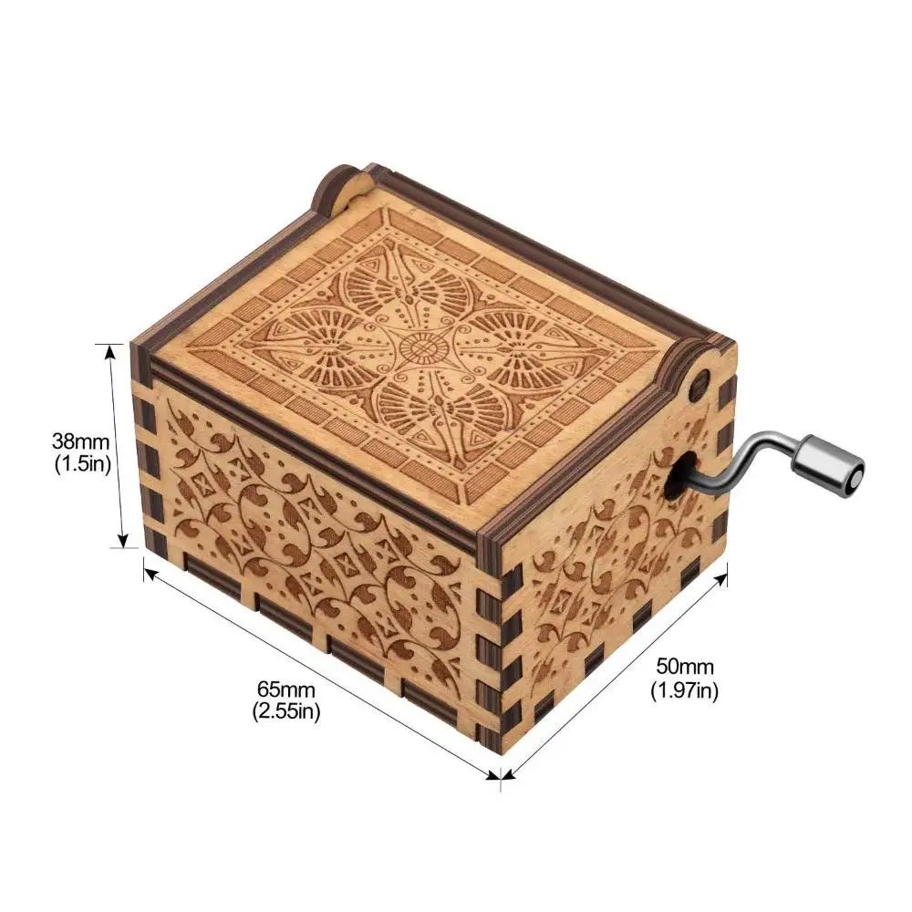 Wooden Hand-Cranked Music Box Vintage Engraving Music Box Can\'t Help Falling in Love Valentines Day Gift Birthday Presents