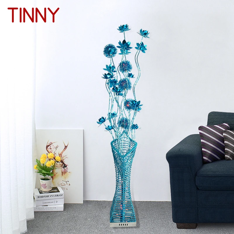 

TINNY Nordic Blue Floor Lamp Fashionable Modern Iiving Room Bedroom Hotel Aluminum Wire LED Sofa Originality Decorative Light