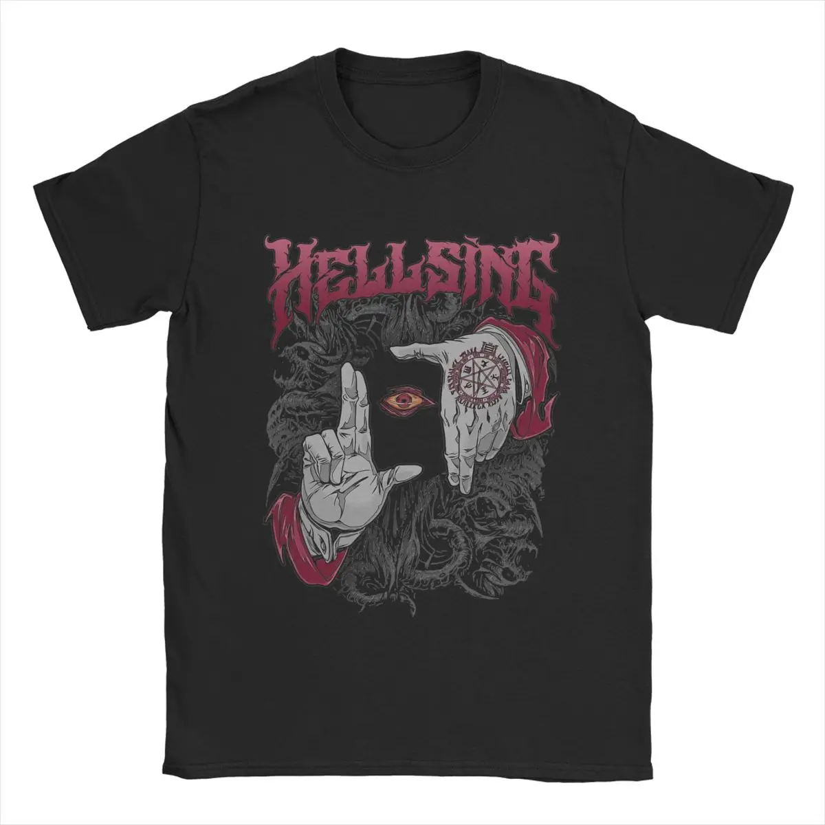 

Hellsing Dark Gothic Men's T Shirts Anime Novelty Tees Short Sleeve Crew Neck T-Shirt 100% Cotton Graphic Clothes