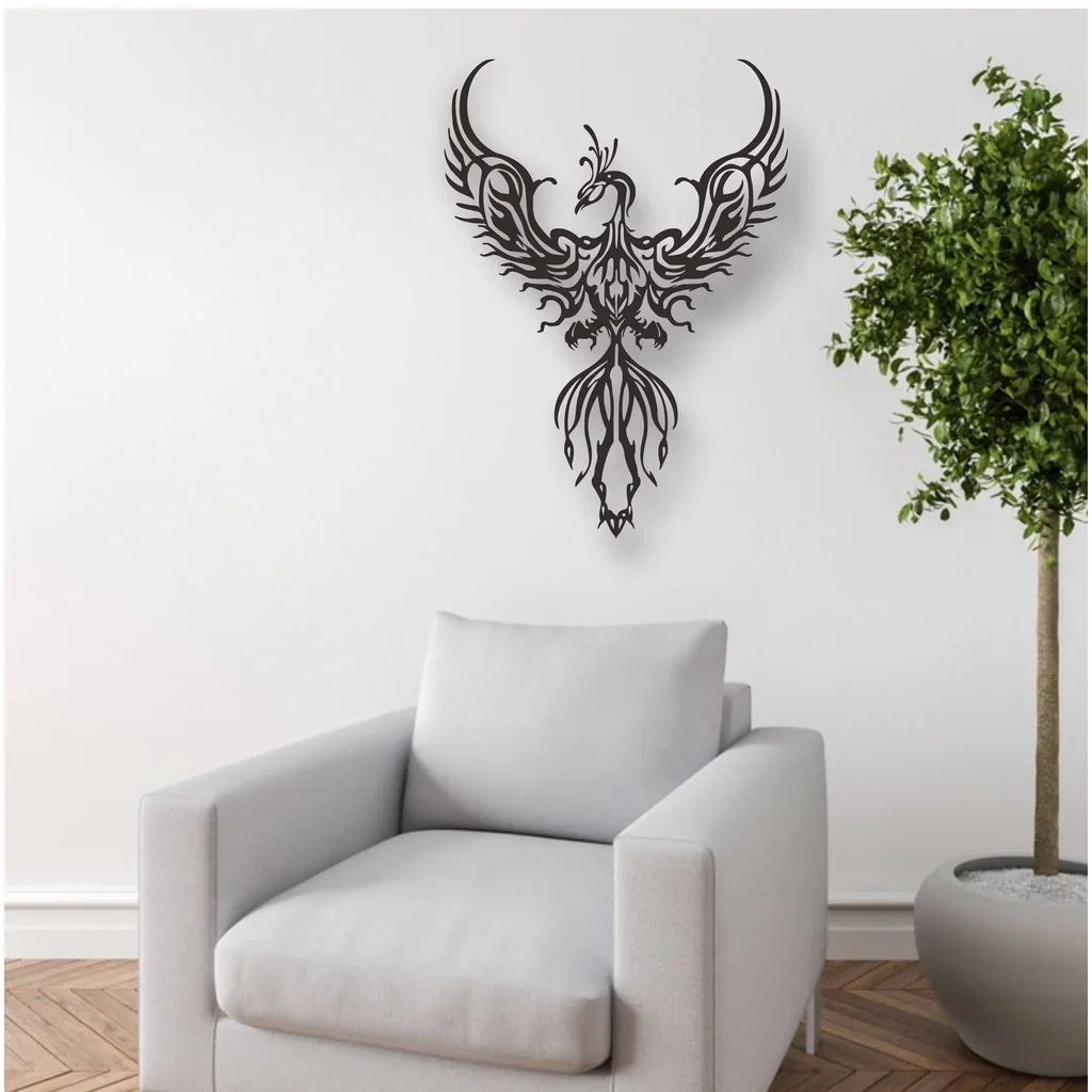 Decoración colgante de pared con diseño de Fénix de Metal, decoración artística para el hogar, oficina, sala de estar, dormitorio y baño