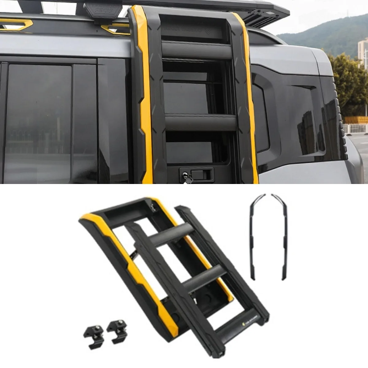 Car Side Folding Ladder Climbing Off Road Spare Tire Tread Ladder For Jetour Traveler Shanhai T2 Body Kit Car Accessories