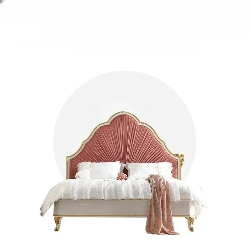 

French Court Luxury Double Bed European-Style Solid Wood Carving Villa Princess Marriage Bed