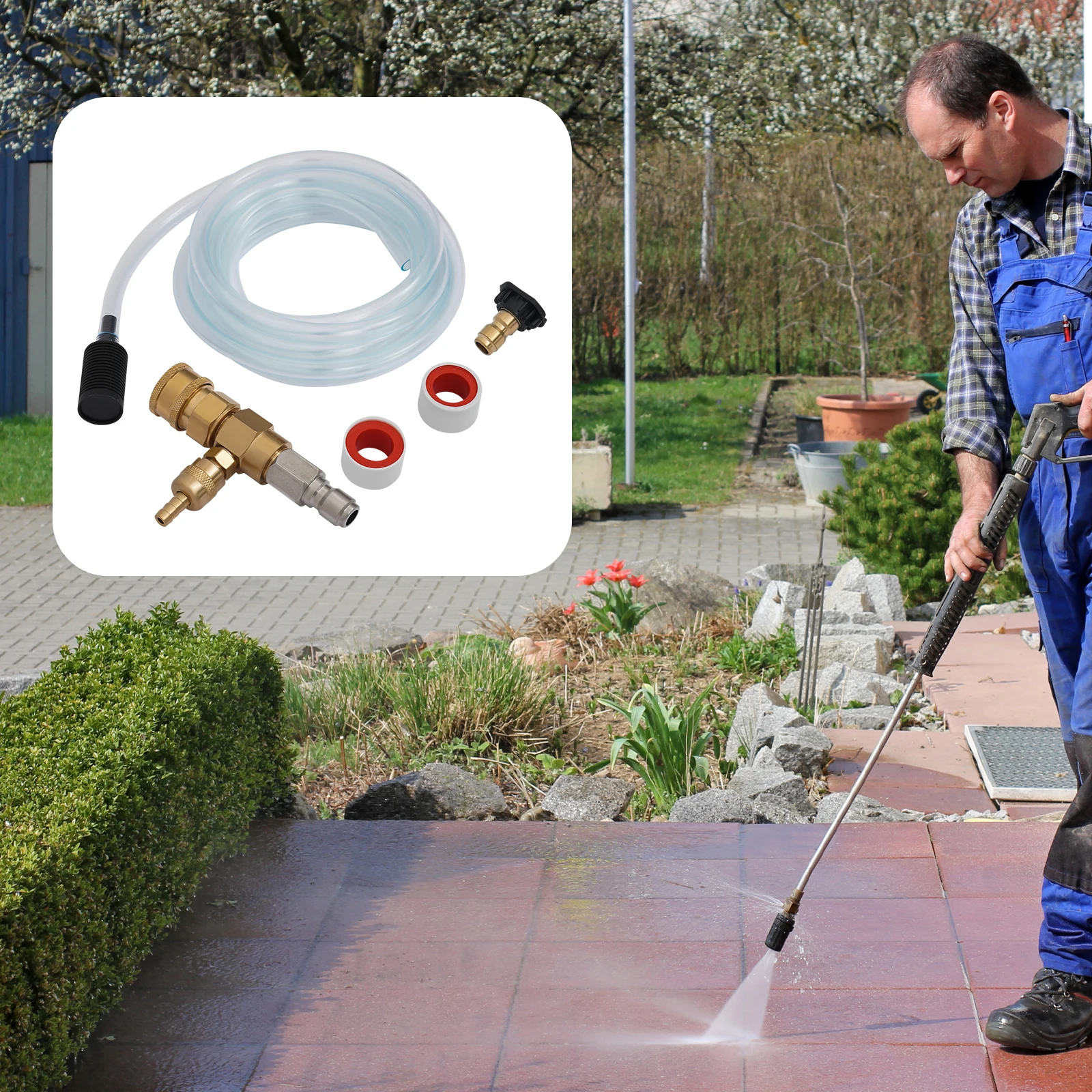 4000PSI طقم حاقن كيميائي فنتوري الأسمدة التلقائية الدفيئة الري المناسب ث/10ft خرطوم فوهة الصابون تصفية #3