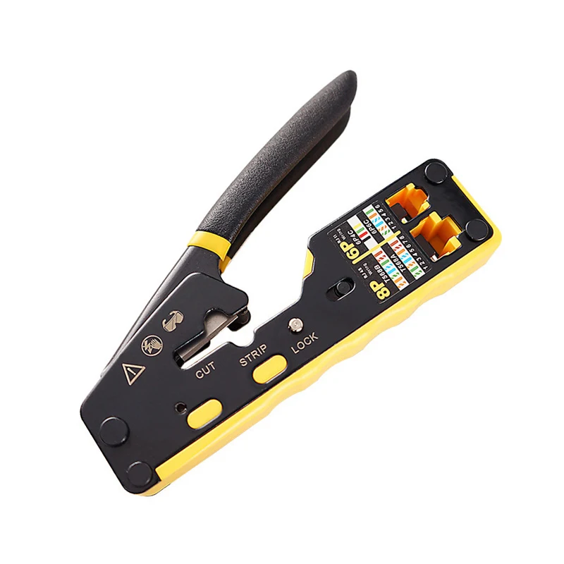 RJ45 Versatile Crimp Tool Pass Through Crimper Cutter for 6P/8P/8C Modular Connector Ethernet All-in-one Wire Tool