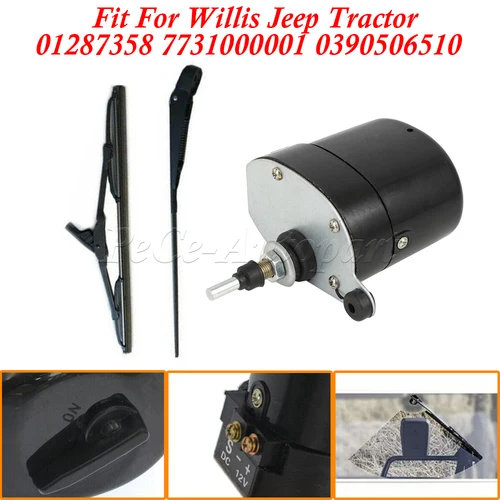 Imagen 2 del producto Para caravana de barco de pesca para tractor Jeep Willis 01287358 7731000001 Motor o brazo universal del limpiaparabrisas de 12V con la cuchilla