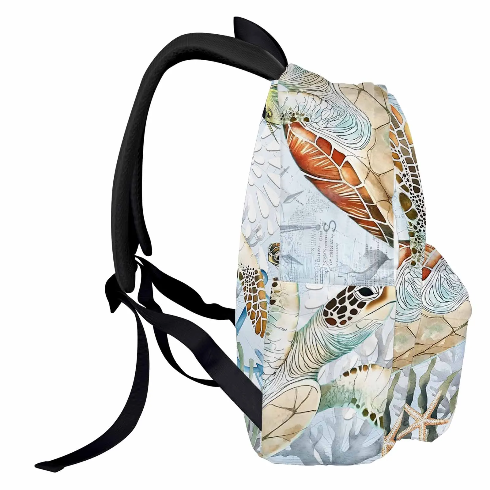 Océano Retro tortuga Coral estrella de mar acuarela mochilas adolescentes estudiantes mochilas escolares hombres mujeres Mochila de viaje