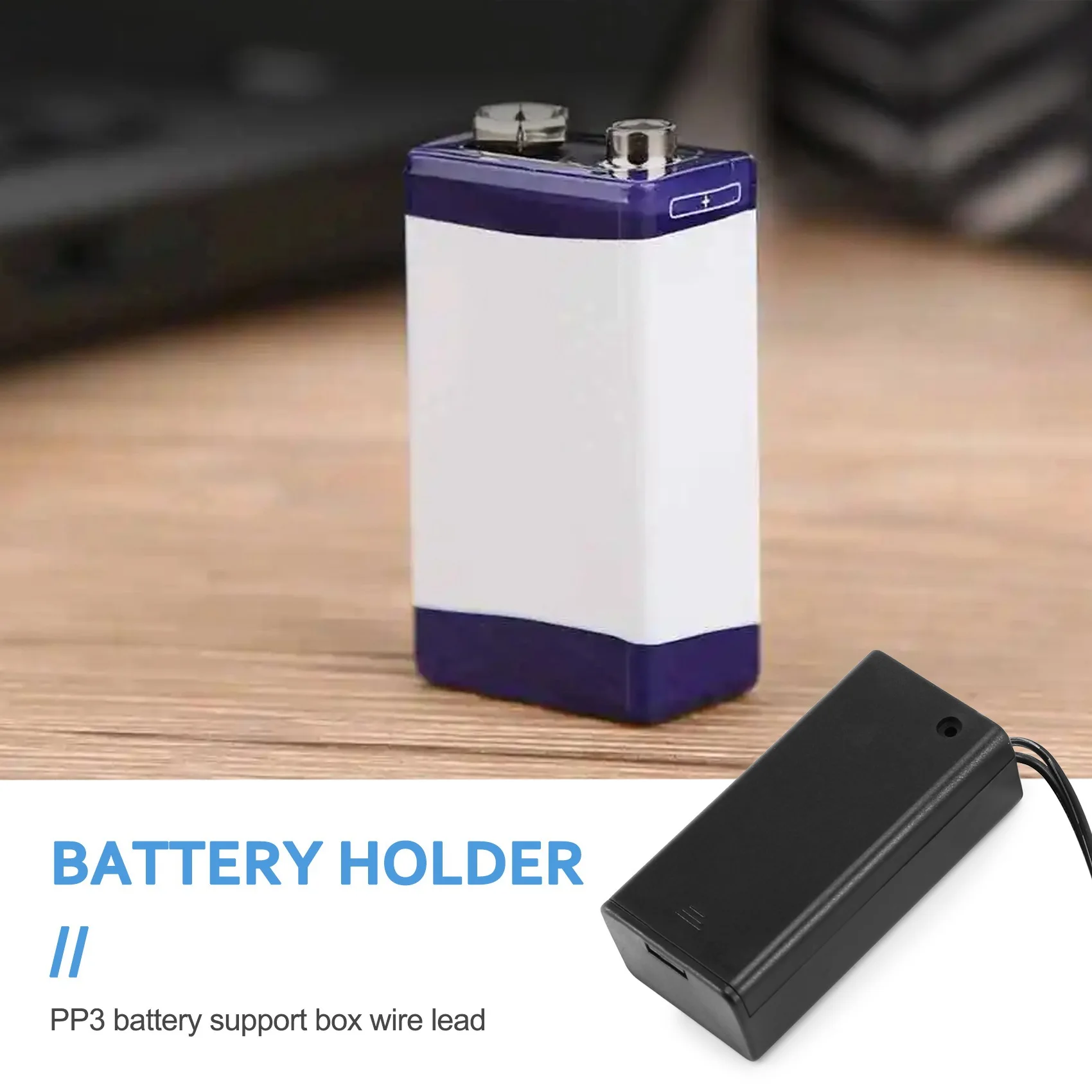 A003 DC 9V PP3 Battery Holder Box Case Wire Lead ON/OFF Switch Cover + 2.1mm Plug