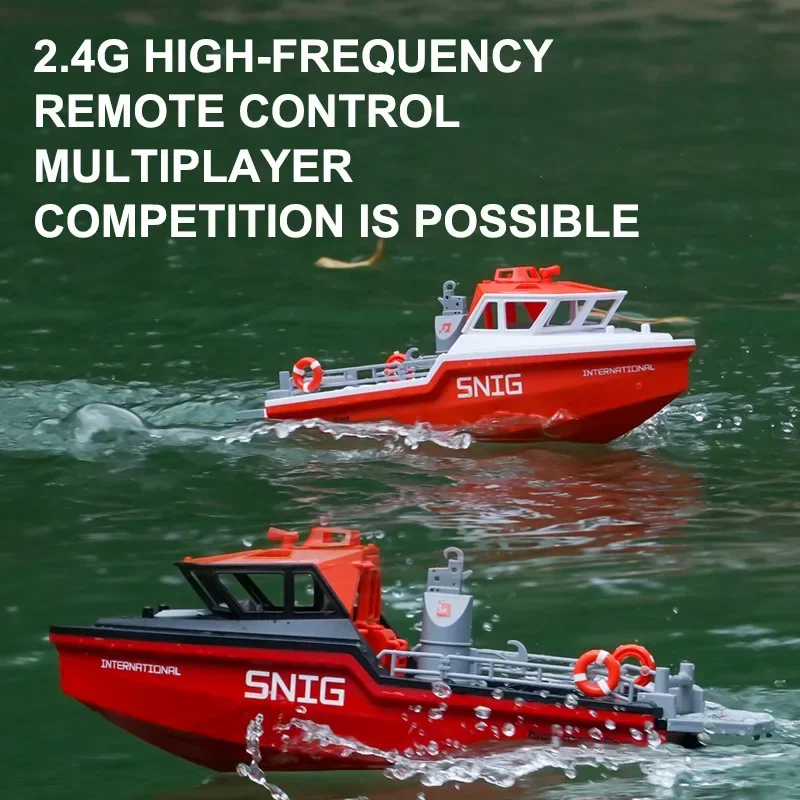 

2.4G RC High Speed Rescue Boat With Lights Powerful Brushless Motor Long Range Remote Control Ship Model Kids Toys Boys Gifts