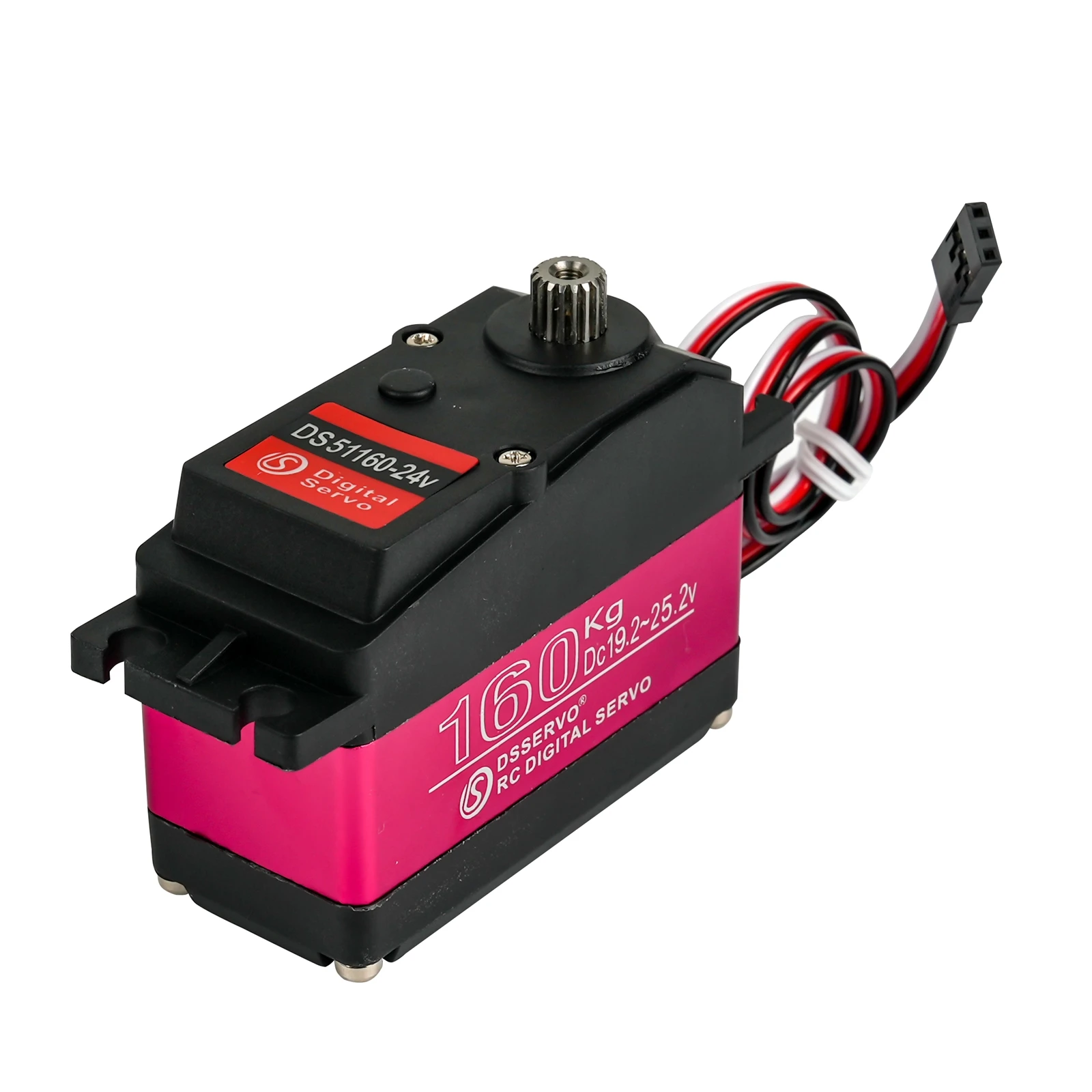 DS51160-24V Servo digitale robot a coppia elevata da 160 kg 24 V ad alta tensione RC 1/5 Servo con doppia staffa sterzo con braccio clacson 18T