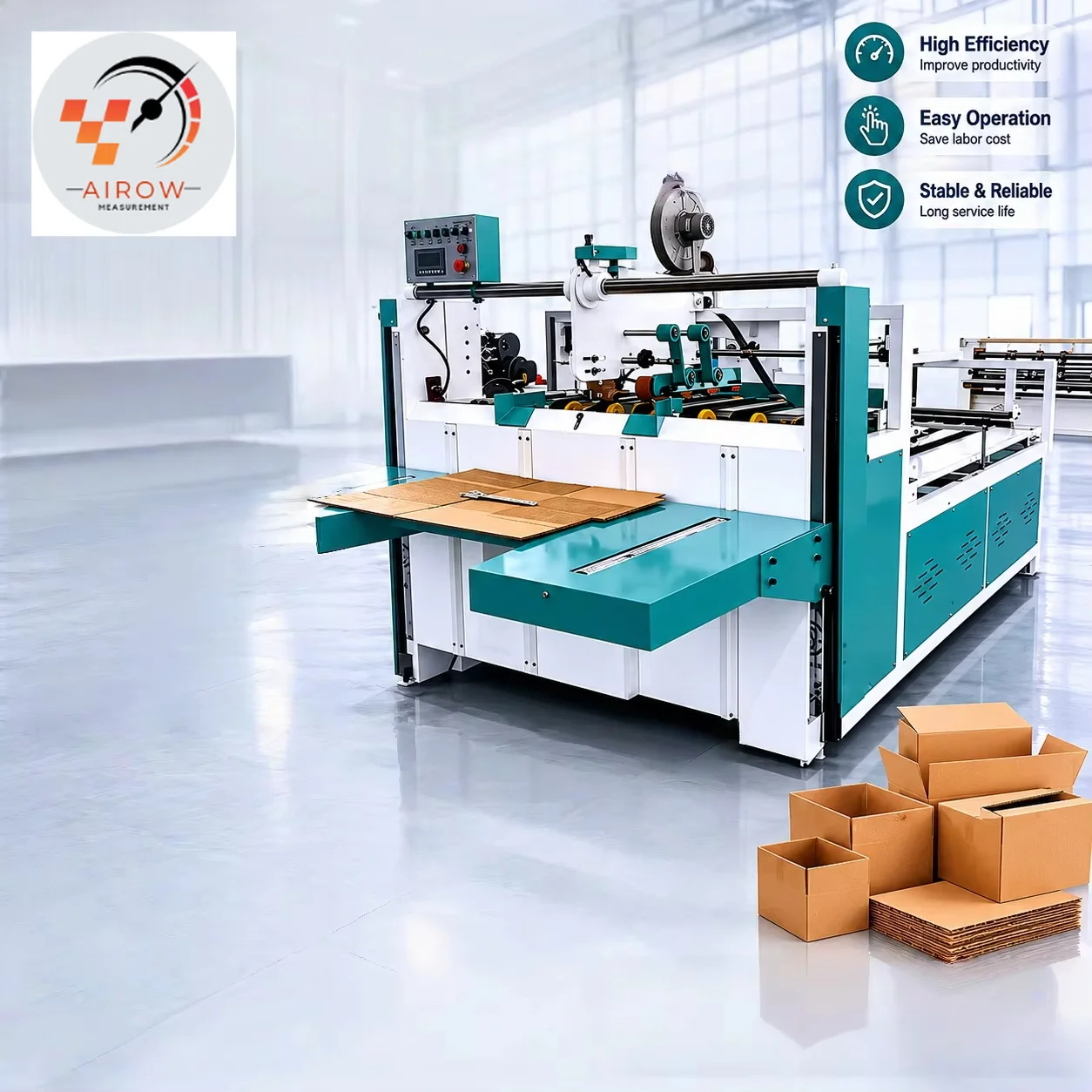 AIROW Semi Automatic Corrugated Paper Cardboard Folding Gluing Machine for Carton Box Making Machine Price