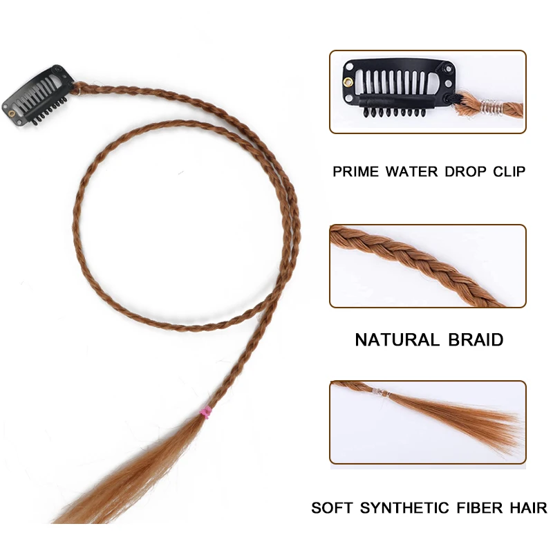 Grampo-em extensões de cabelo trançado, cabelo longo trançado, tranças do bebê, parte dianteira, estrondo cortina, estrondo