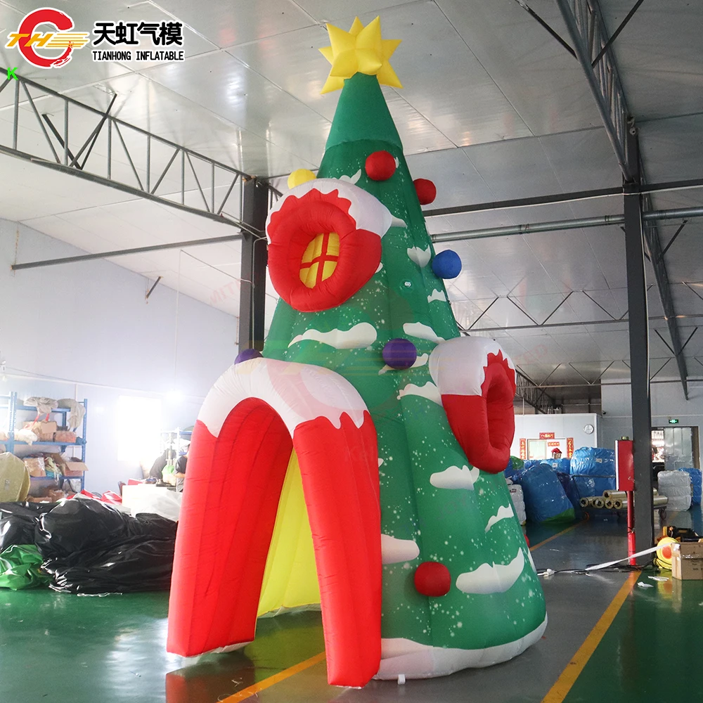 Fast Shipping 6m-19ft High Inflatable Christmas Decoration Tower Tent Outdoor Inflatable Christmas House Santa Grotto for Sale