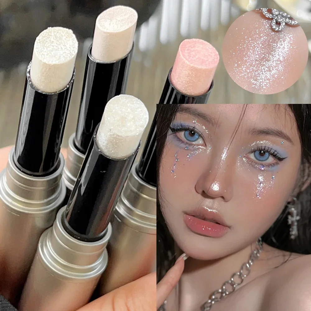 Jelly Shimmering Highlighter Stick Pearl High-gloss Eyeliner Waterproof Glitter Natural Cheek Blush Stick Dazzling Face Makeup