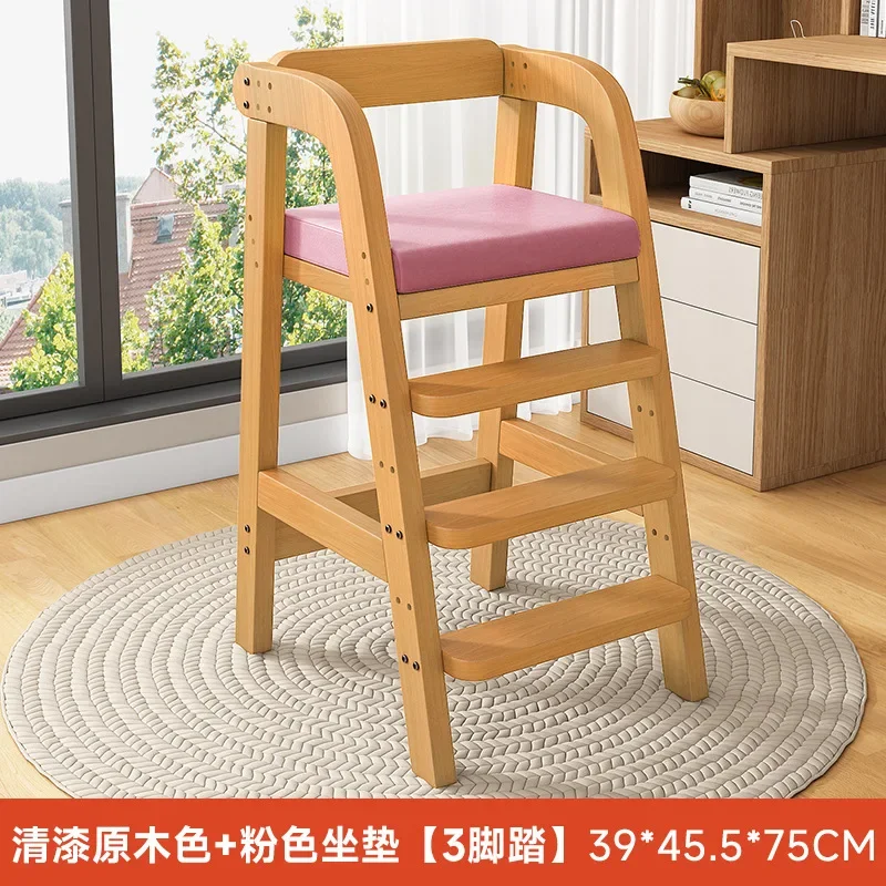 

Solid Wood Children's Dining Chairs Baby Household Dining Chairs Widened Enlarged Multifunctional Lifting Growing Chairs