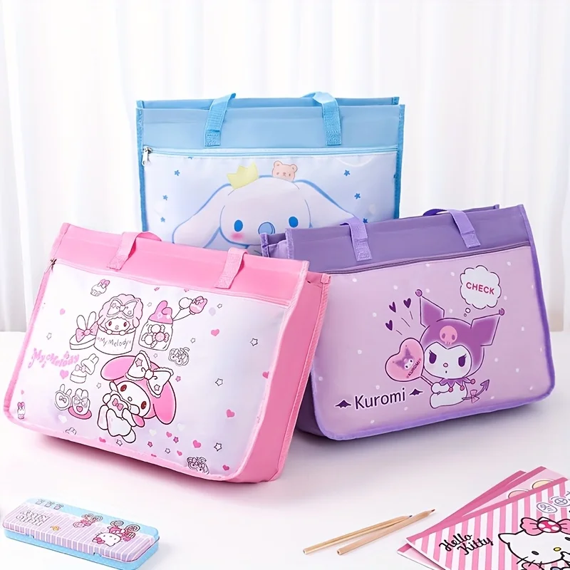 

1pc Sanrio Hello Kitty Kuromi A3-8K Zipper File Storage Bag for Sketch & Tutorial Book, Large Capacity