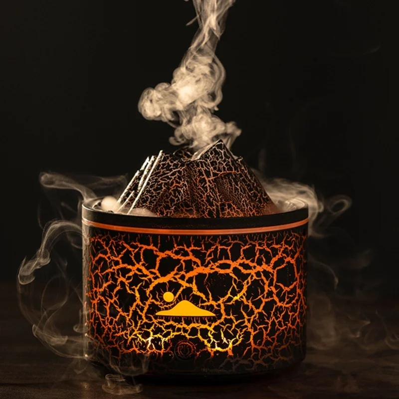 5V Volcano Diffuser 180ml Relaxing Auto Off Warm Atmosphere Flame Humidifier For Bedroom Office Home