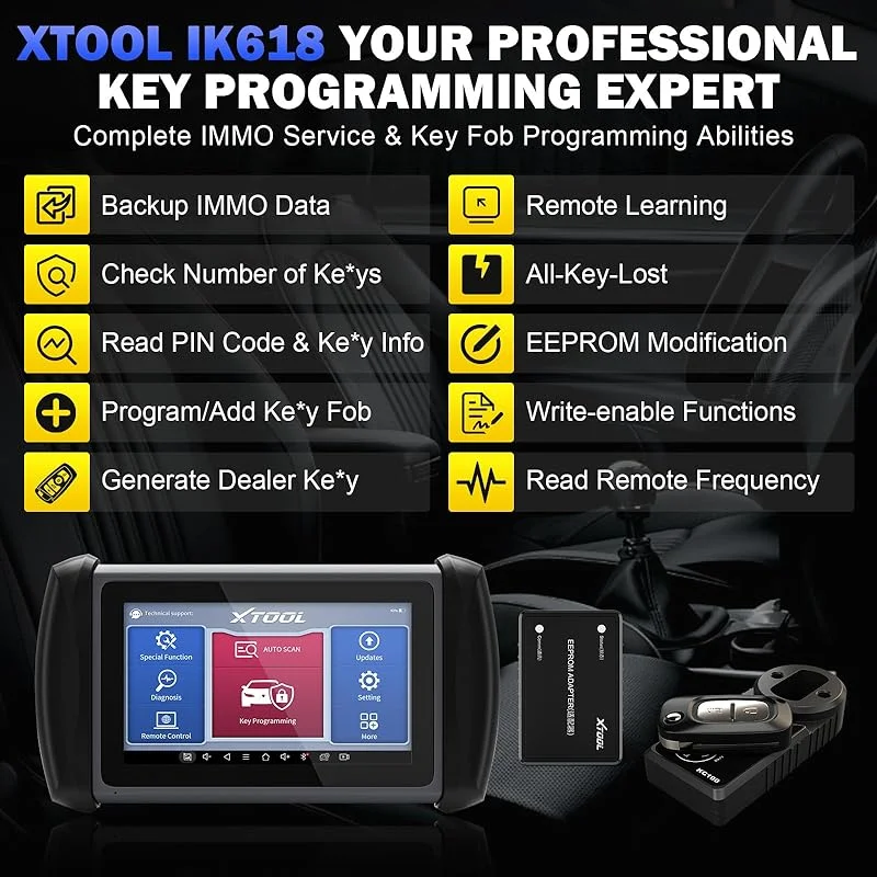 XTOOL InPlus IK618 Key Programmer Car Diagnostic Tools with KC100 Automotive Scanner IMMO Key Anti-Theft Programming ECU Coding