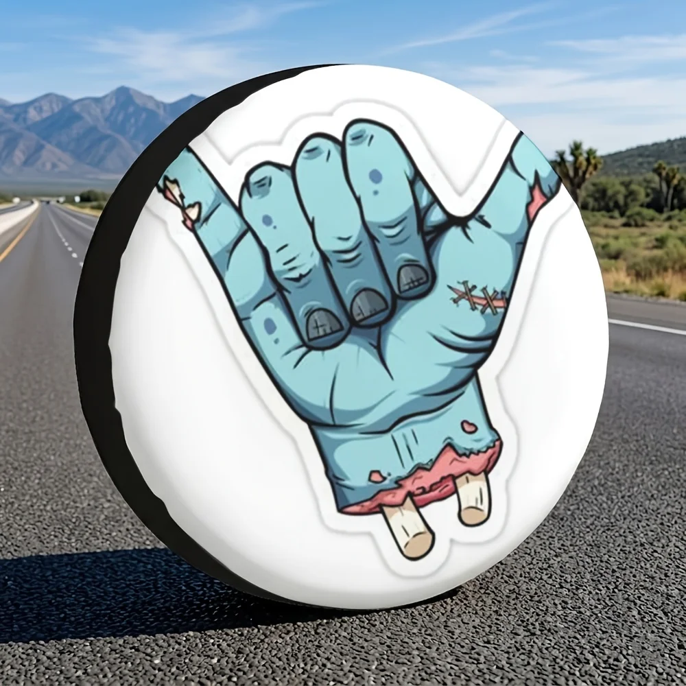 1pc, Universal 14-17 Inch Super Eye-Catching Zombie Hand Prank Spare Tire Cover, Suitable For Off-Road Modification, Outdoor Roa