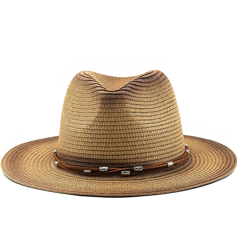 

Simple Men Summer Beach Hat Western Cowboy Hat Women Outdoor Beach Sun Caps Girl Straw Hat Sombrero Hombre Cowgirl Jazz Cap