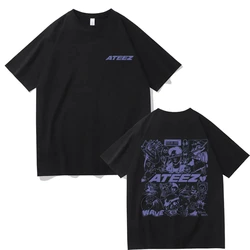 Korean Fashion Trend Ateez Kpop Graphic Print Tshirt Male Y2k T-shirts Concert Fans Gift Men Women's Casual Oversized Tee Shirt