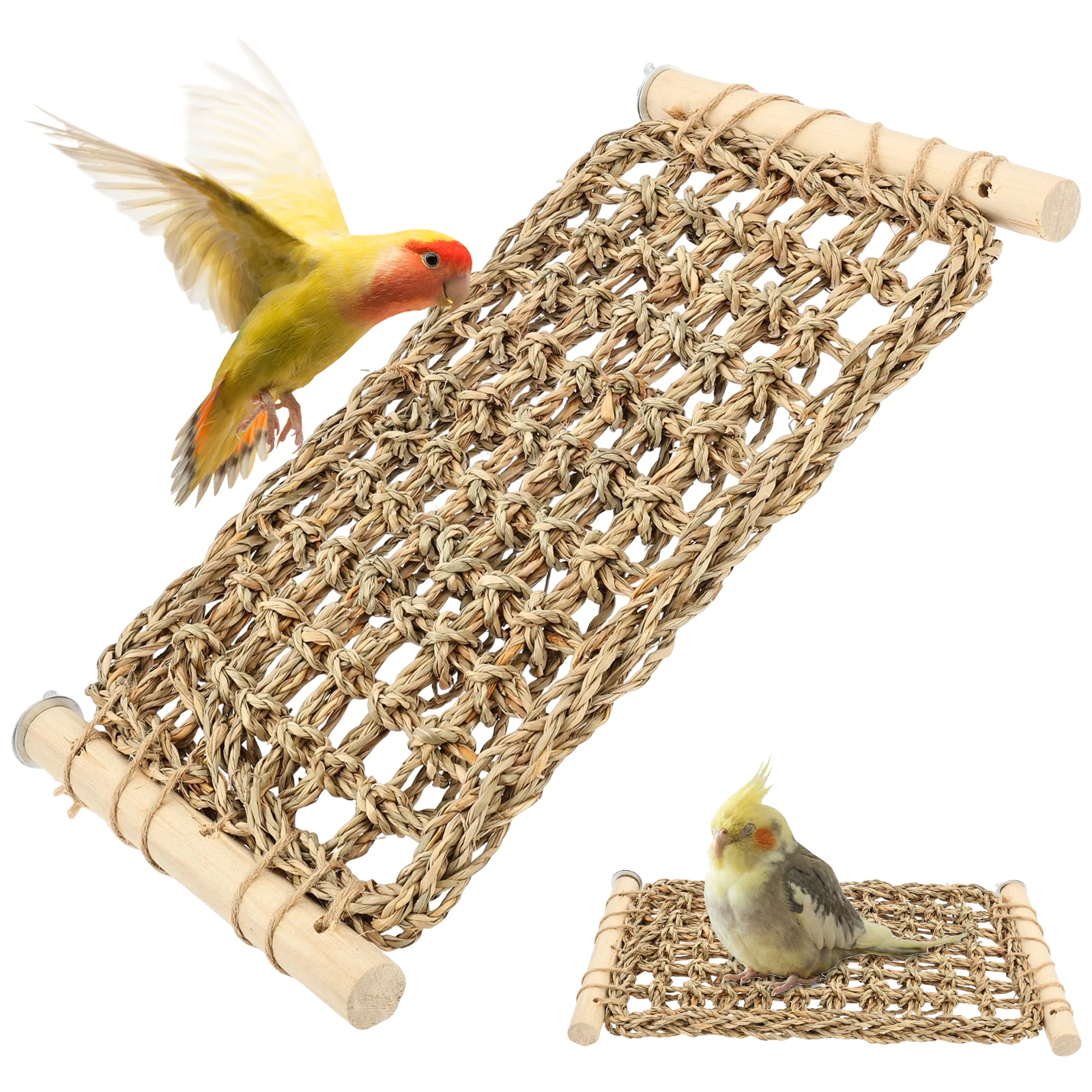 Escada de Corda para Pássaros, Rede Suspensa Artesanal para Gaiola, Brinquedo para Araras, Finches, Periquitos e Pombinhos