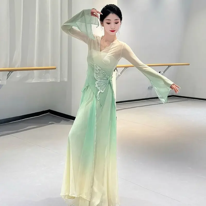 Classical Dance Clothes Body Rhyme Saree Chinese Dance Floating Practice Costume Dance Performance Costumes Women Vintage Dress