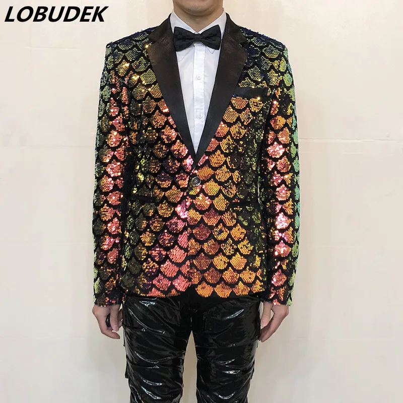 

Men's Singer Host Glitter Sequins Suit Jacket Pink Purple Blue Gold Lace Velvet Formal Slim Fit Coat Wedding Party Blazer Tuxedo