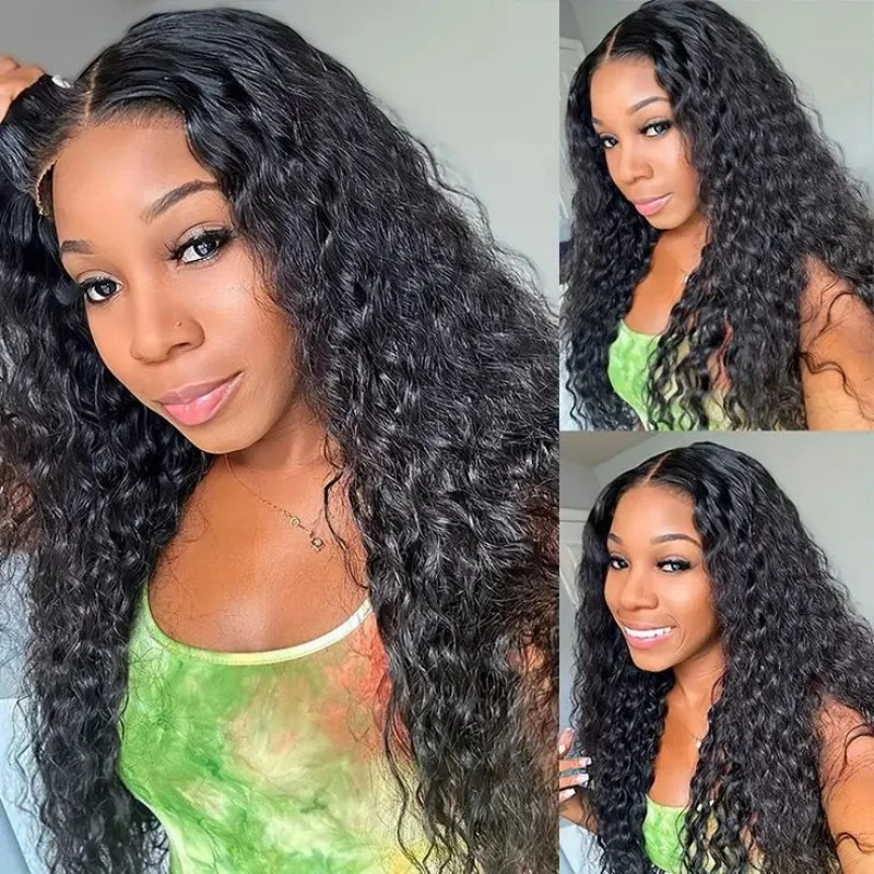 

5x5 Transparent Lace Front Wigs Human Hair Pre Plucked Ready To Wear Water Wave Lace Front Wigs Human Hair 200 Density Natural