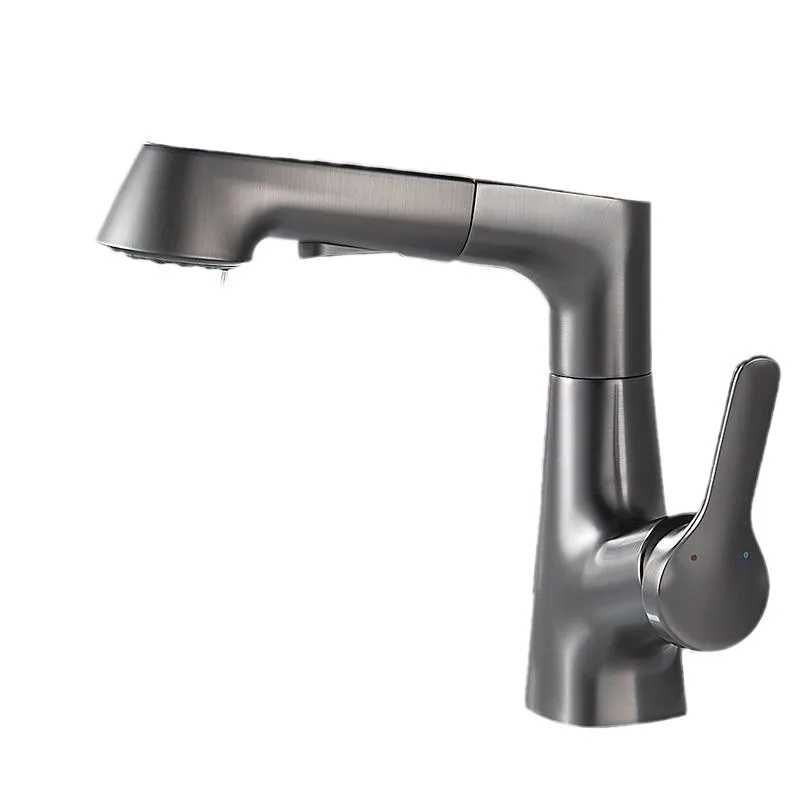 Basin pull-out faucet, bathroom lifting and rotating washbasin faucet, dual-purpose cold and hot