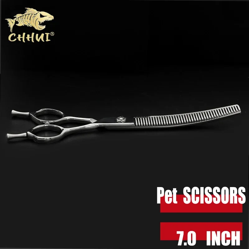 

CHHUI Tijeras Tesoura High-end 7.0 Inch Professional Dog Grooming Scissors Curved Thinning Shears for Dogs & Cats Animal Hair