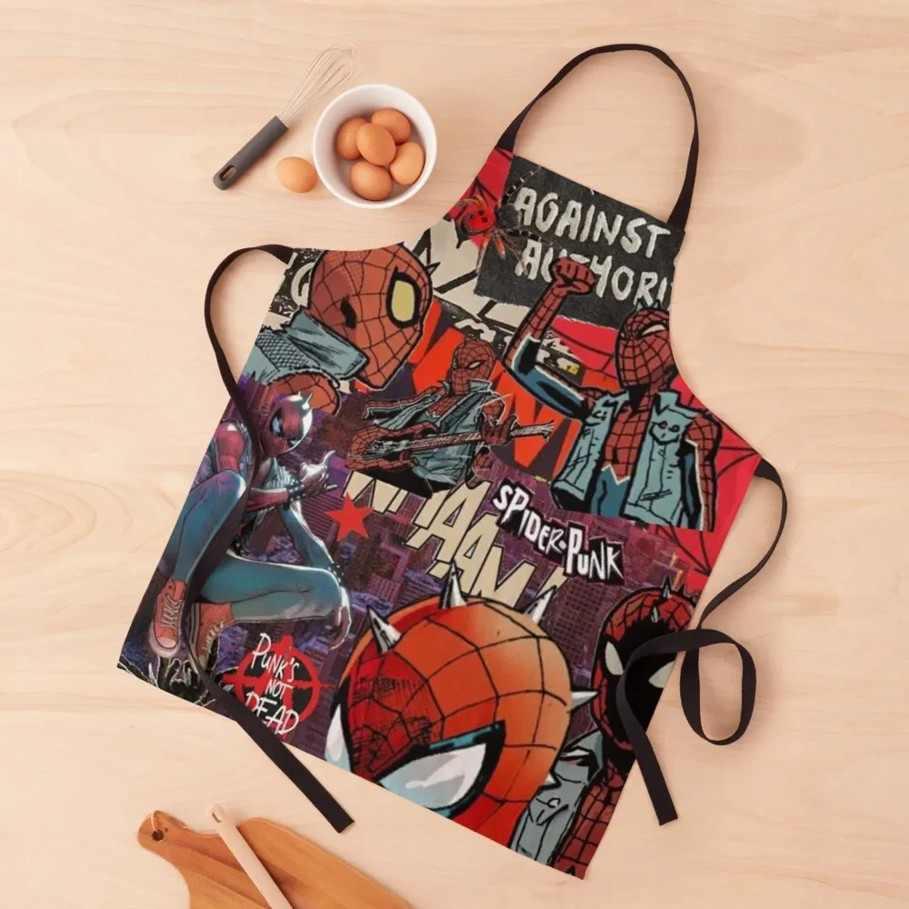 

Spider-Punk Collage Apron Kitchenware Kitchen Special Accessories For Man Apron